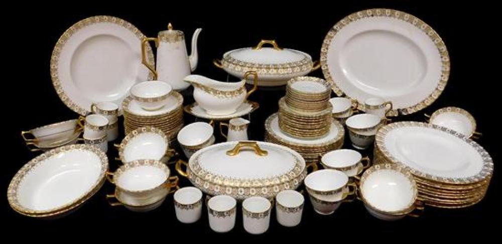 Appraisal: Royal Crown Derby dinnerware service pieces white with gilt decorated