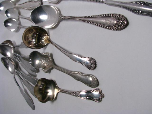 Appraisal: Group of assorted sterling tableware including set of seven antique