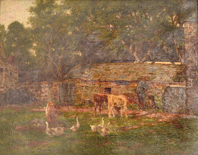 Appraisal: JOHN CRANE TH TH CENTURY - Farmyard Cockersand Abbey signed