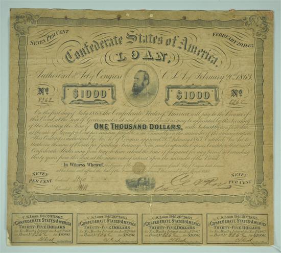 Appraisal: C S A Bond Dated printed by Archer Daly of