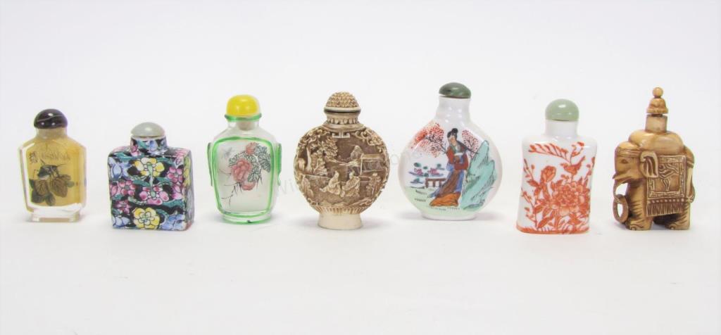 Appraisal: Group of Oriental Snuff Bottles seven total including reverse painted