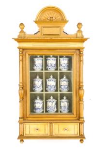 Appraisal: Spice Cabinet w Meissen Blue Onion Spice Jars Attributed to