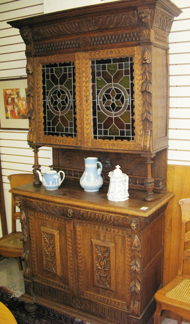 Appraisal: CARVED OAK COURT CUPBOARD Continental th century in two sections