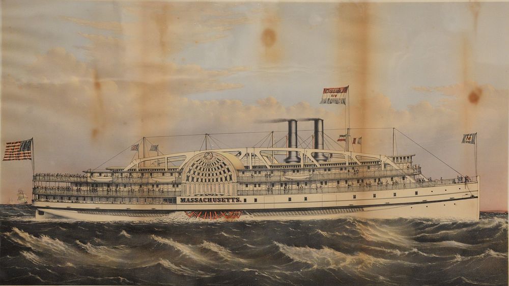 Appraisal: Currier Ives Massachusetts hand colored lithograph Steamship Providence and Stonington