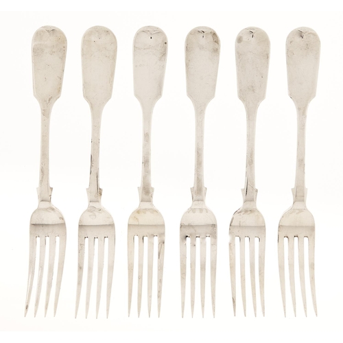 Appraisal: A set of six Victorian silver table forks Fiddle pattern