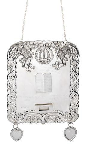 Appraisal: A silver torah shield breastplate by A Taitelbaum Son London