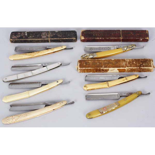 Appraisal: Group of straight razors Group of straight razors including a