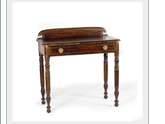 Appraisal: NEW ENGLAND COUNTRY SHERATON GRAIN-PAINTED AND DECORATED DRESSING TABLE WITH