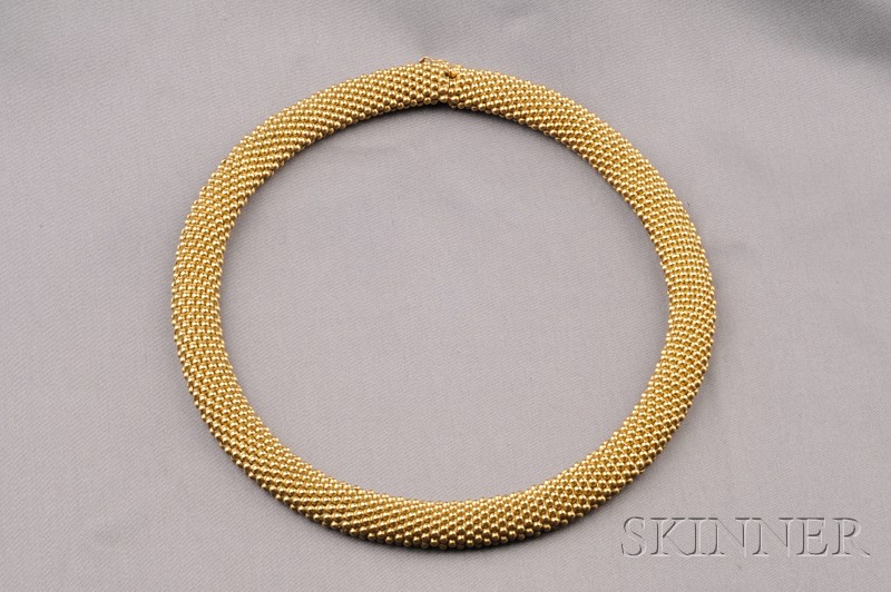 Appraisal: kt Gold Necklace Tiffany Co Italy composed of tightly woven