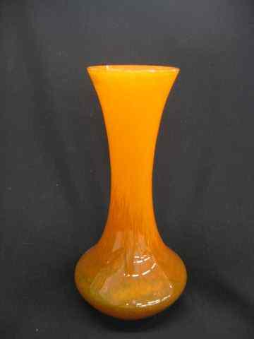 Appraisal: Schneider Art Glass Vase orange withmottled base signed France Ovington's