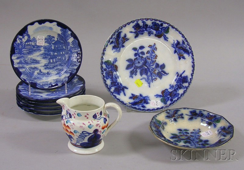 Appraisal: Flow Blue Transfer Plate and Soup Bowl a Set of