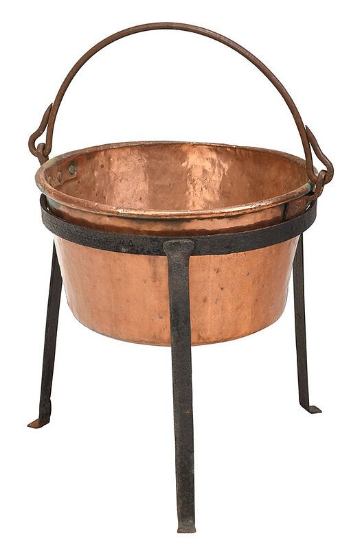 Appraisal: Vintage Copper and Iron Apple Butter Kettle American th th