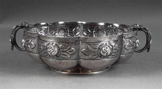 Appraisal: Mexican sterling silver lobed bowl with repousse frieze Sanborn's Mexico