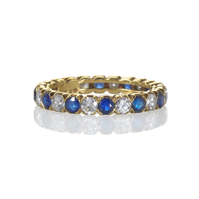 Appraisal: BOUCHERON DIAMOND SAPPHIRE K GOLD ETERNITY BAND Condition Report