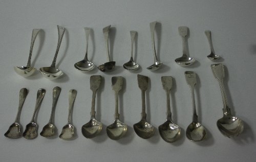 Appraisal: A near set of four silver condiment spoons George III