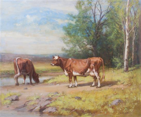 Appraisal: Sale Lot Albion Bicknell American - Cows in a Landscape