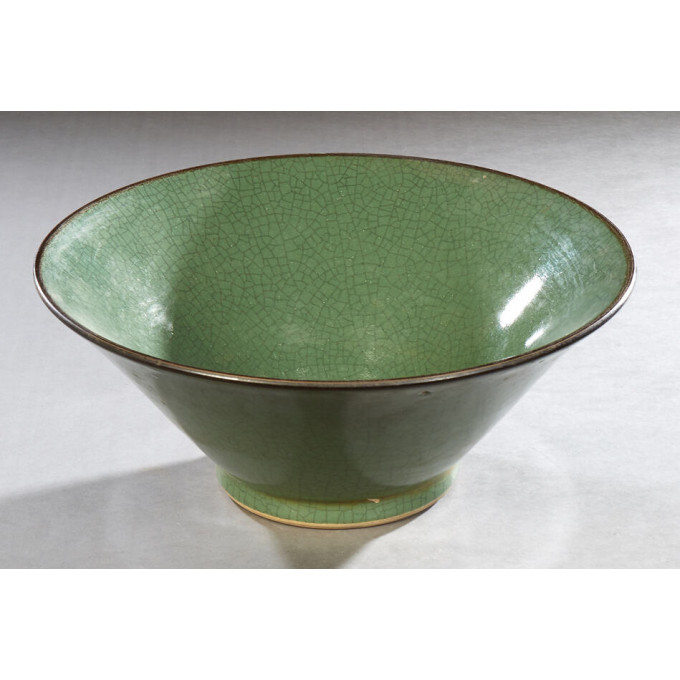 Appraisal: Large Chinese Green Circular Crackleware Bowl th c with a