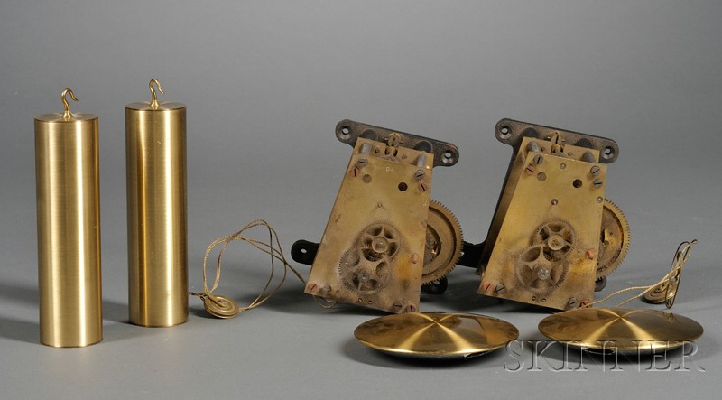 Appraisal: Two Seth Thomas Weight-powered Brass Clock Movements with deadbeat escapements