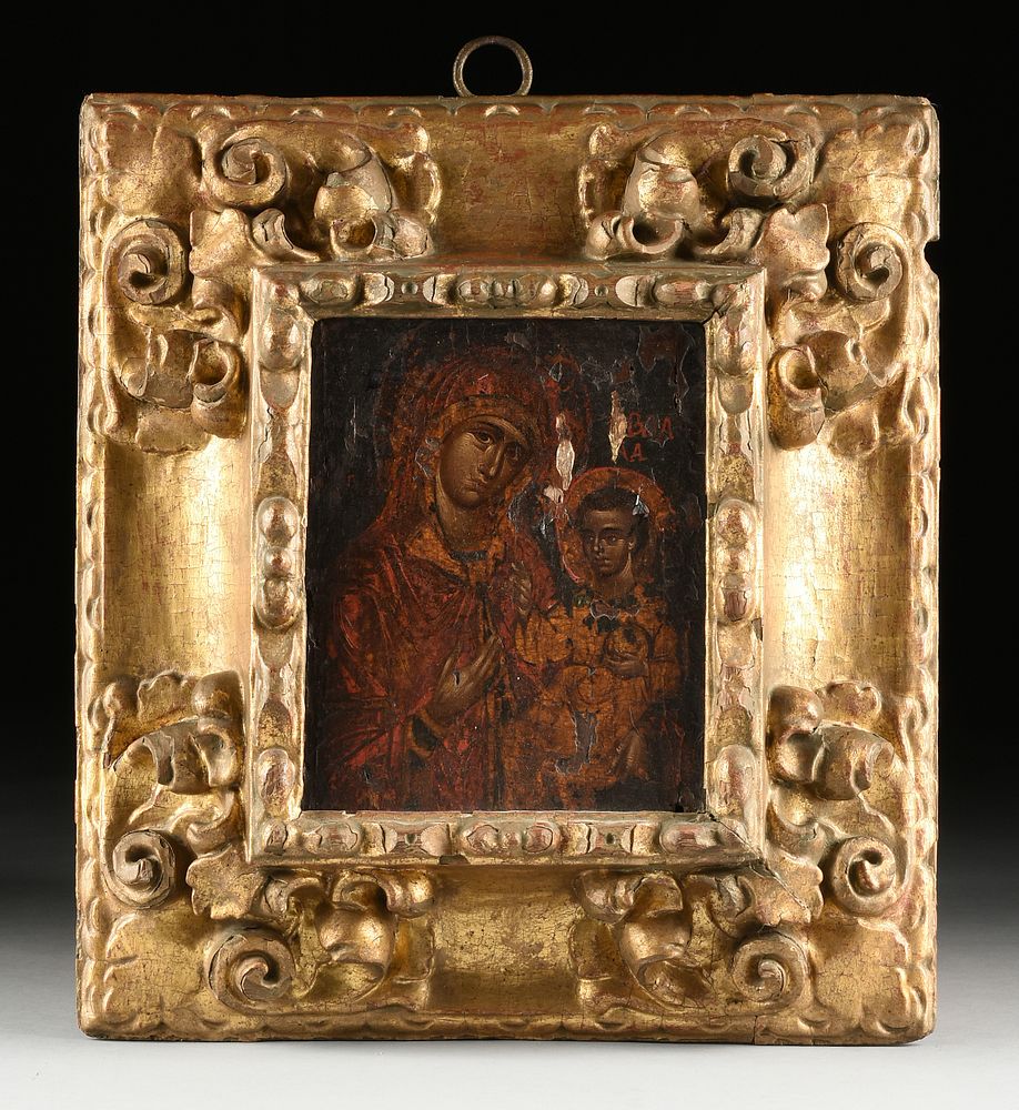 Appraisal: A GREEK ICON Theotokos Hodegetria Mother of God holding the