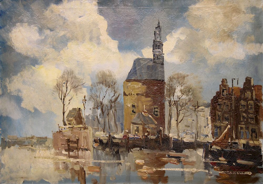 Appraisal: Dutch School Impressionist River Landscape Dutch School Impressionist River Landscape