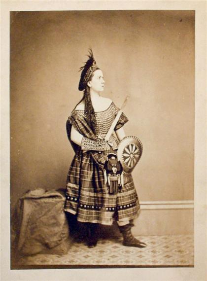 Appraisal: piece Original Photograph Young woman in full Scottish battle costume