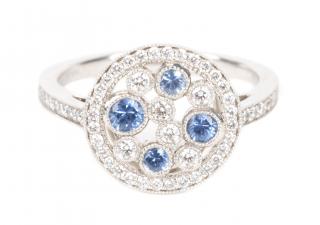 Appraisal: Platinum Tiffany Co Cobblestone ring with Montana sapphires and full