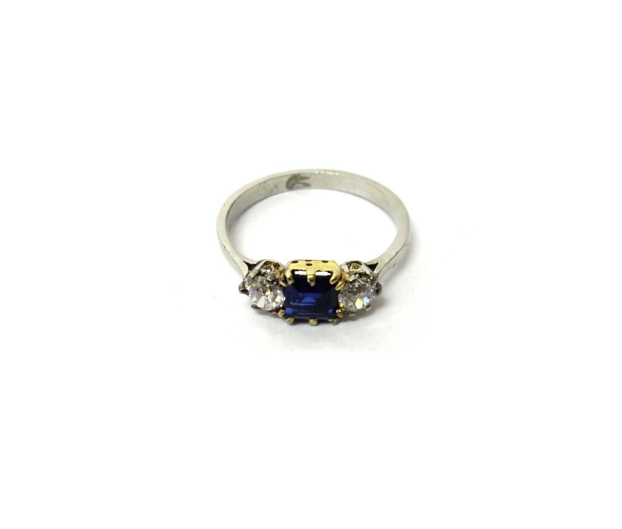 Appraisal: A sapphire and diamond set three stone ring mounted with