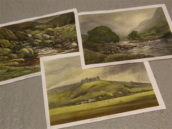 Appraisal: Keith Burtonshaw three watercolours Wales Llanfairfechan Harlech Castle and Snowdonia