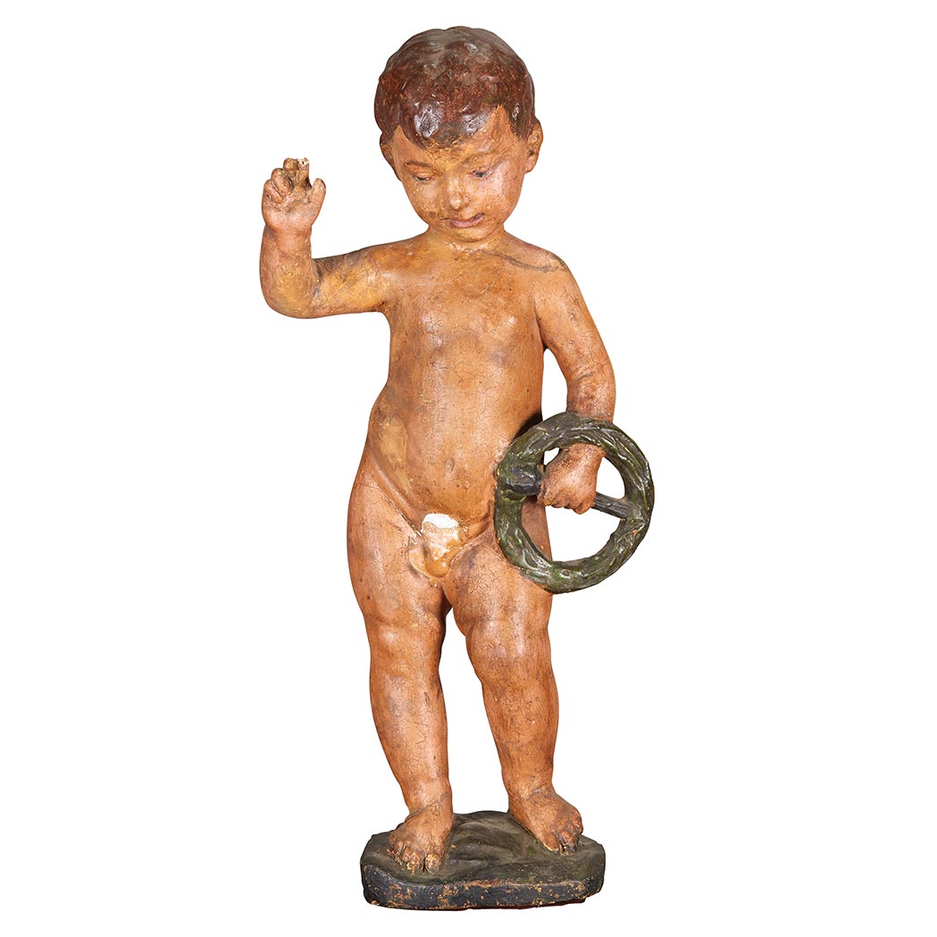 Appraisal: Italian Painted Plaster Figure of The Gesu Bambino Benedicente After