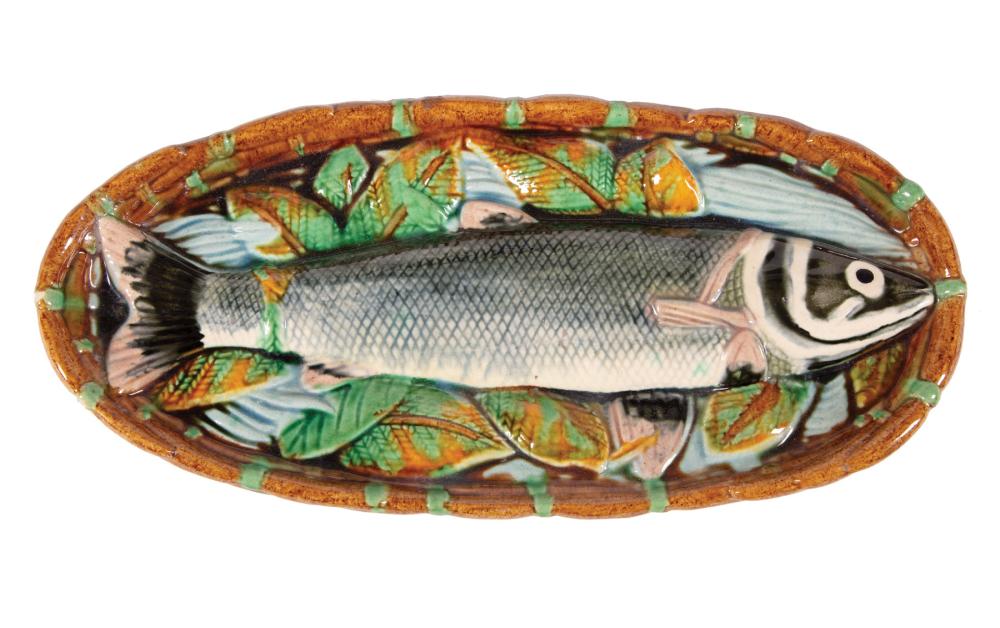 Appraisal: Trompe l'Oieil Majolica Fish Dish marked MINTON l in w