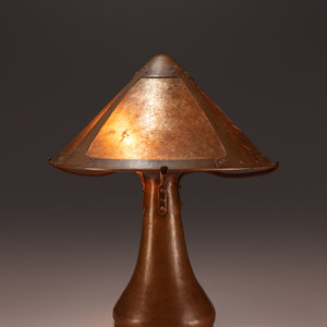 Appraisal: Dirk Van Erp Dutch-American - Table Lamp hammered copper mica