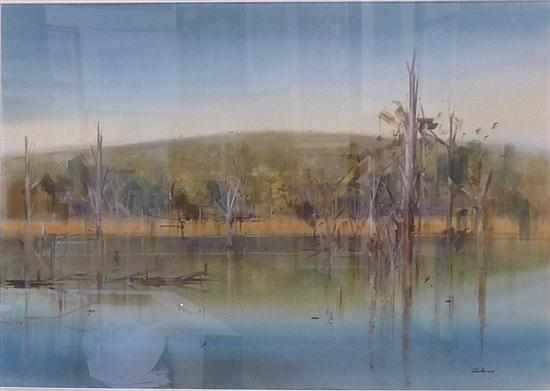 Appraisal: JOHN BORRACK BLUE LAGOON LENSWORTH WATERCOLOUR X CM