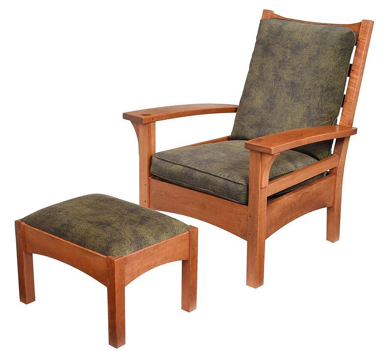 Appraisal: Stickley Arts and Crafts Armchair and Footstool each with branded