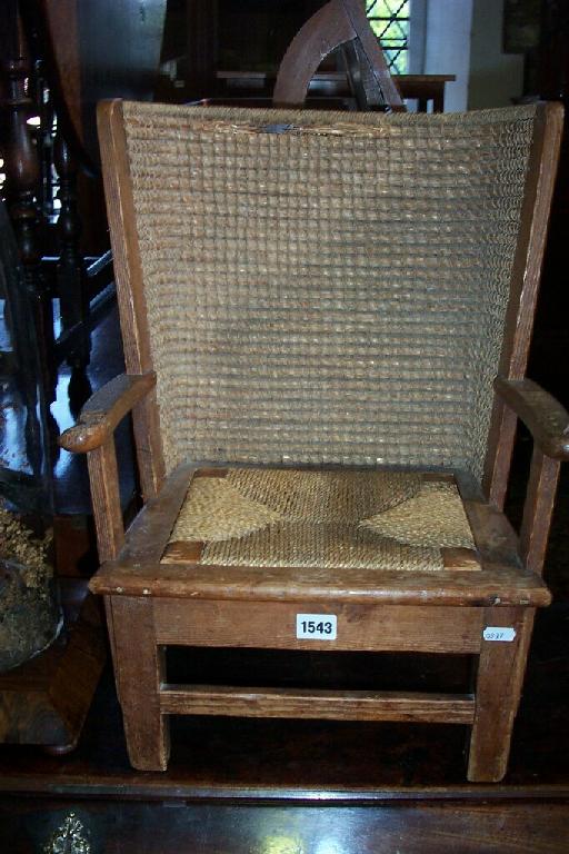 Appraisal: A child size Orkney chair with pine frame -