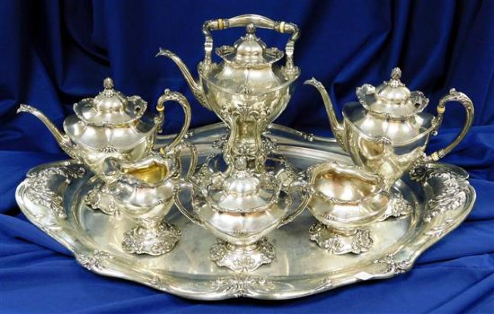 Appraisal: STERLING SILVER Seven piece tea service including stertling tray kettle