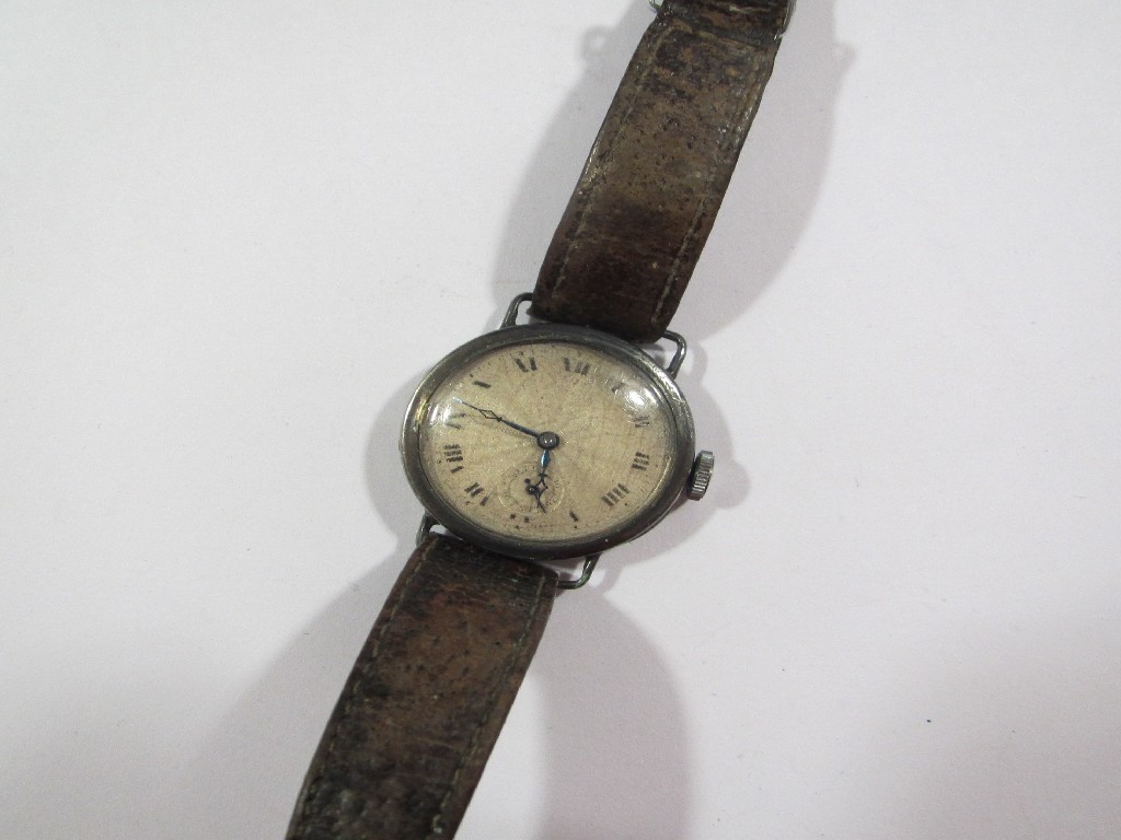 Appraisal: Gents early th century silver cased Rolex wrist watch with