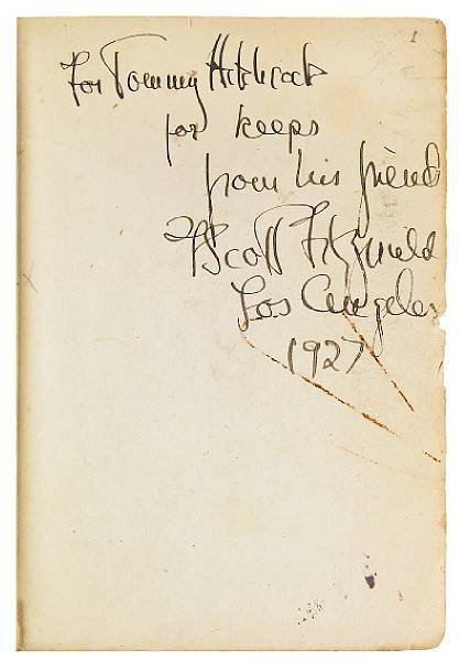 Appraisal: FITZGERALD FRANCIS SCOTT KEY GATSBY COPY INSCRIBED TO TOMMY HITCHCOCK