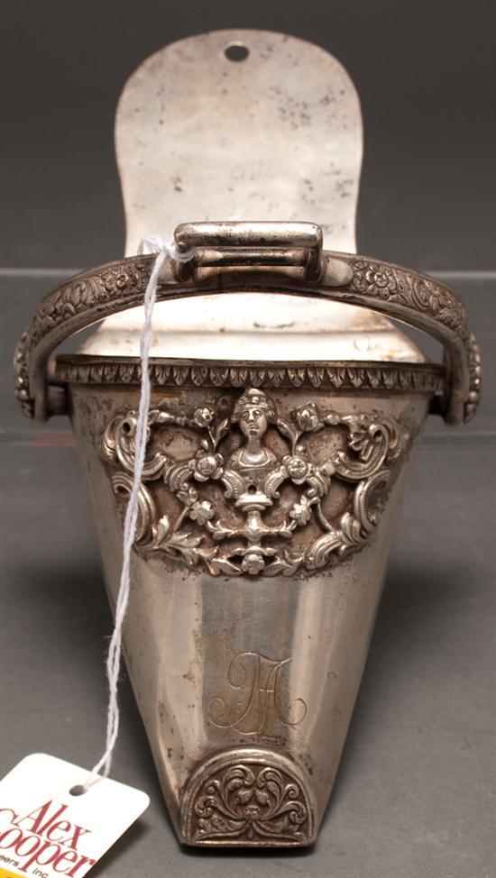 Appraisal: Continental silver stirrup th century with applied neoclassical motif in