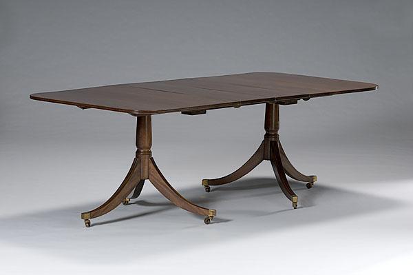 Appraisal: REGENCY DINING TABLE ca - of mahogany with two columnar