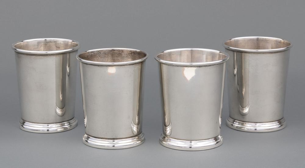 Appraisal: Four American Sterling Silver Julep Cups Preisner Silver Co mid-