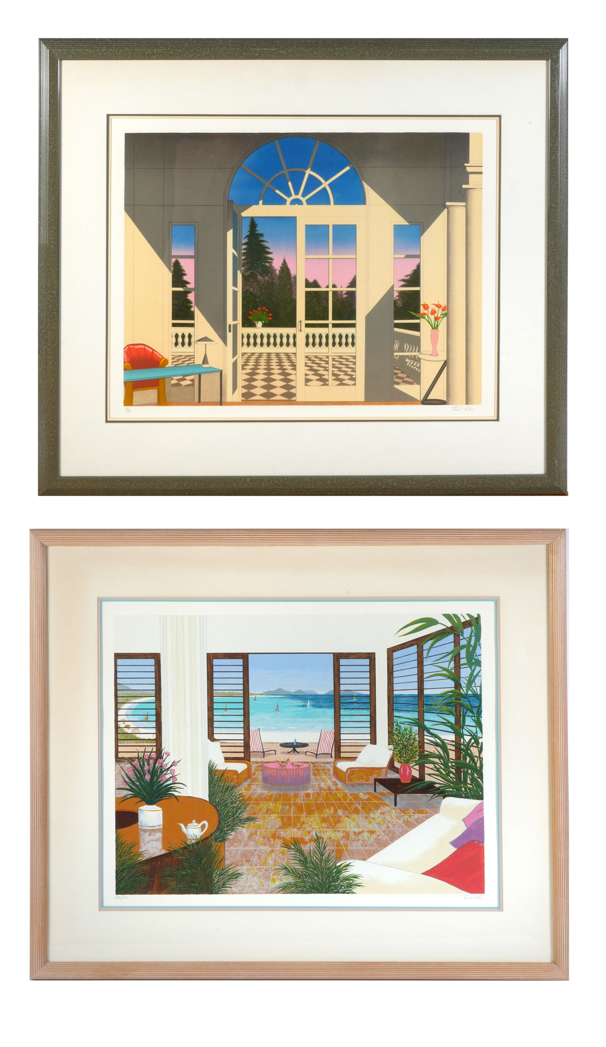 Appraisal: TWO LARGE FANCH LEDAN SERIGRAPHS ''Antigua'' sight size '' x