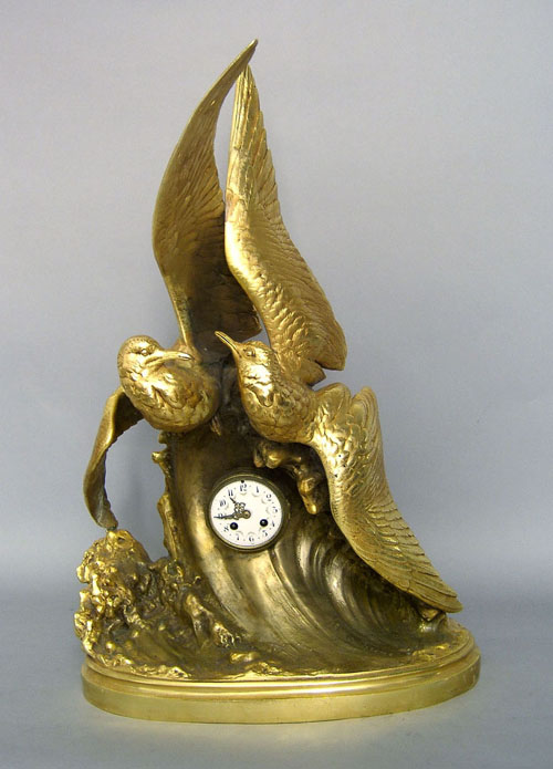 Appraisal: Gilt bronze dore shelf clock with F Pelissier works and