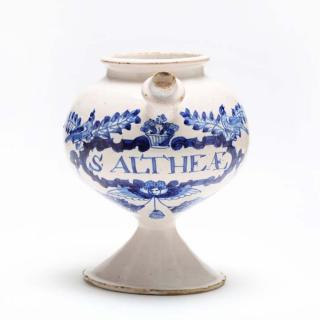 Appraisal: English Delft Syrup Jar early th century having a wide