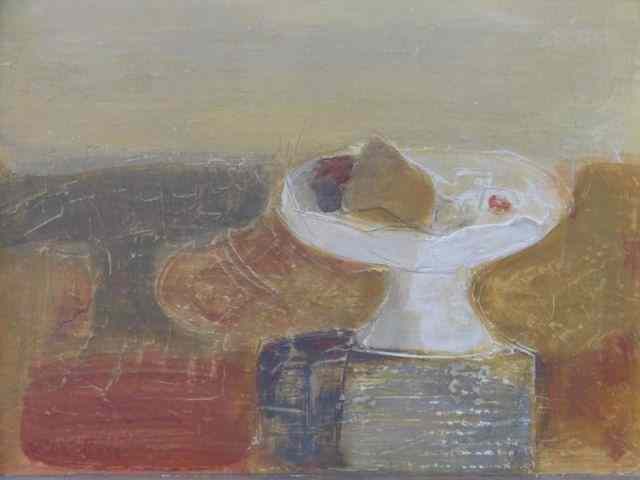 Appraisal: BRU Roser Fresco Board Modernist StillLife Signed lower left Roser