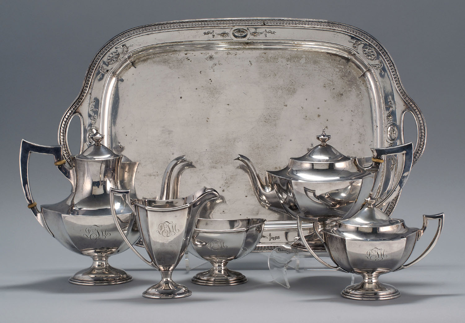 Appraisal: FIVE-PIECE INTERNATIONAL SILVER CO STERLING SILVER TEA SET Together with