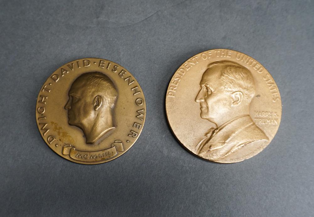 Appraisal: TWO BRONZE INAUGURAL MEDALS EISENHOWER AND TRUMAN Two Bronze Inaugural