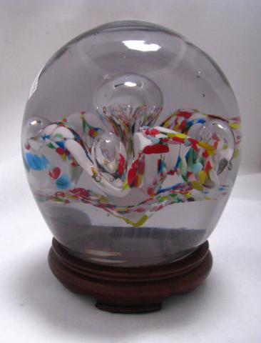 Appraisal: Two large vintage paperweights including high with read and white