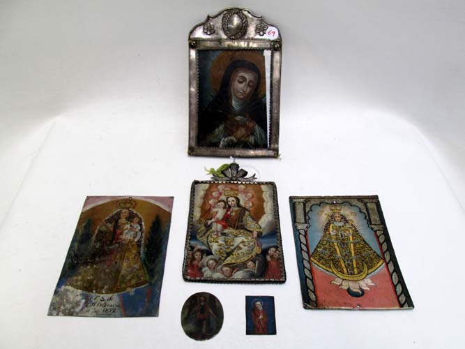 Appraisal: SIX TH CENTURY RETABLOS Four Madonna retablos each measuring approximately