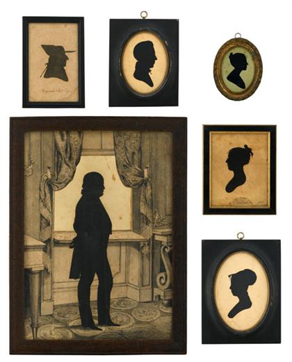 Appraisal: American School th century six silhouette portraits Full length portrait