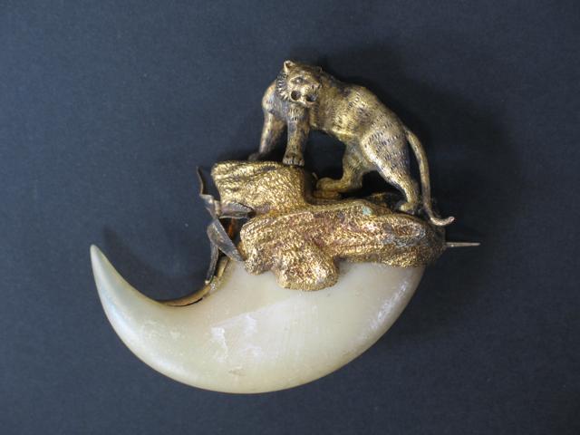 Appraisal: A VICTORIAN TIGERS CLAW BROOCH with a textured gilt metal